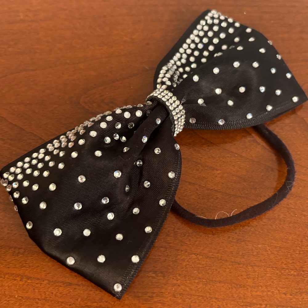Black Cheer Bow with Rhinestones